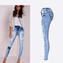 Summer Style Low Waist Sky Blue Patchwork Skinny Tights