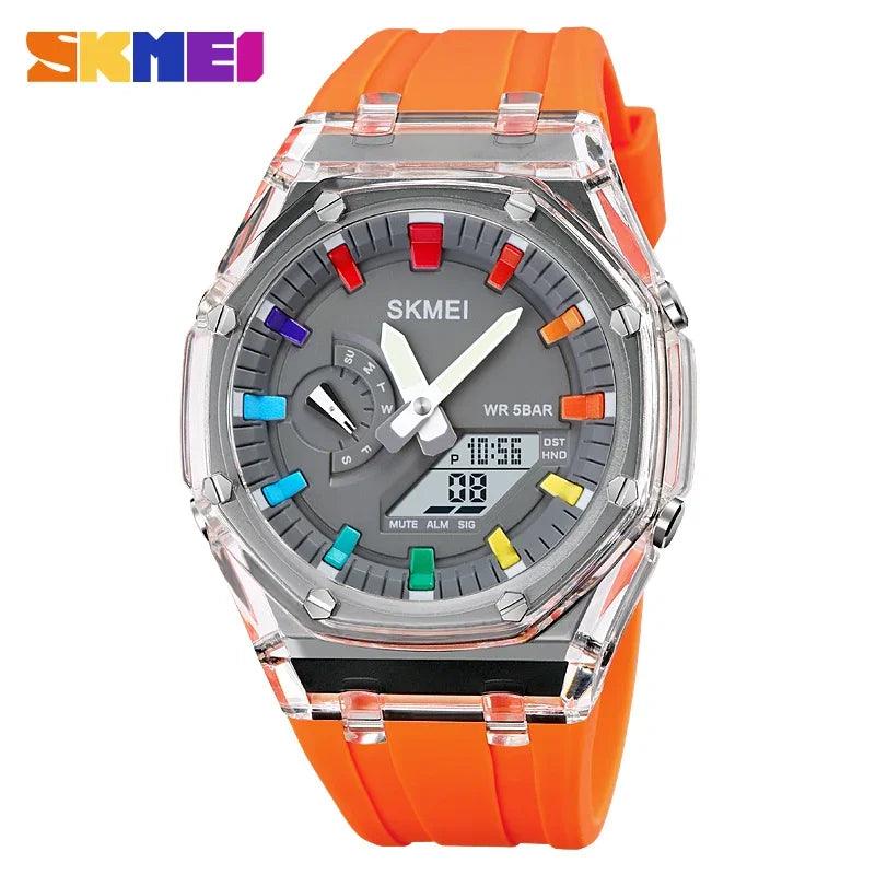 SKMEI 2100 Outdoor Men Digital Watch - Vibrant LED Display Waterproof Shock Resistant Wristwatch  ourlum.com Orange CHINA 