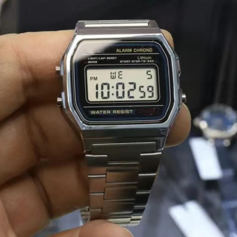 Vintage Stainless Steel Link Digital Watch for Men and Women - Classic Elegance and Modern Functionality  OurLum.com   