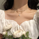 European Vintage Beaded Pearl Choker Necklace for Women