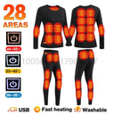 Winter Heated Underwear Set Women Men USB Electric Heating Jacket