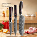 Professional Damascus Kitchen Knife Set with Santoku Cleaver