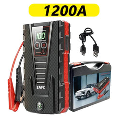 Multifunction Car Jump Starter 600-1200A 12V Emergency Starting Device Cables Portable Car Battery Booster Charger Power Bank