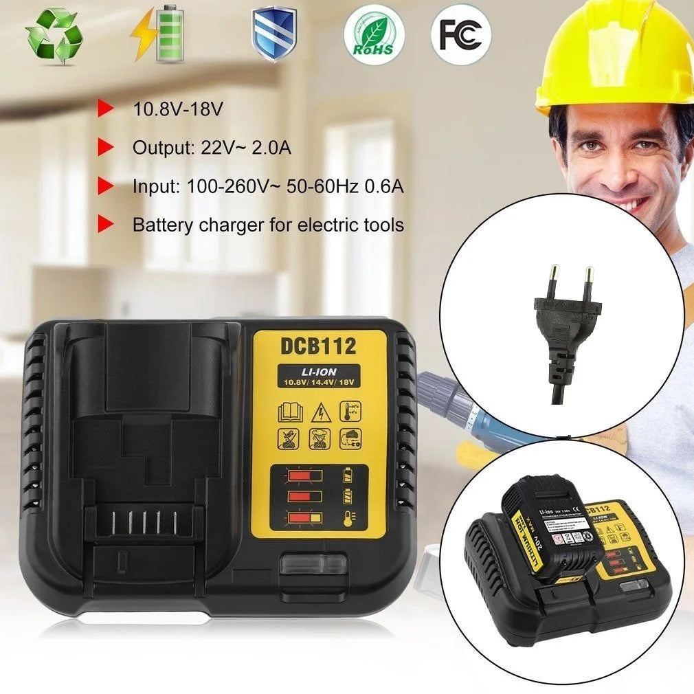 2A DCB112 Universal Fast Charger for Dewalt Li-Ion Batteries 10.8V to 20V