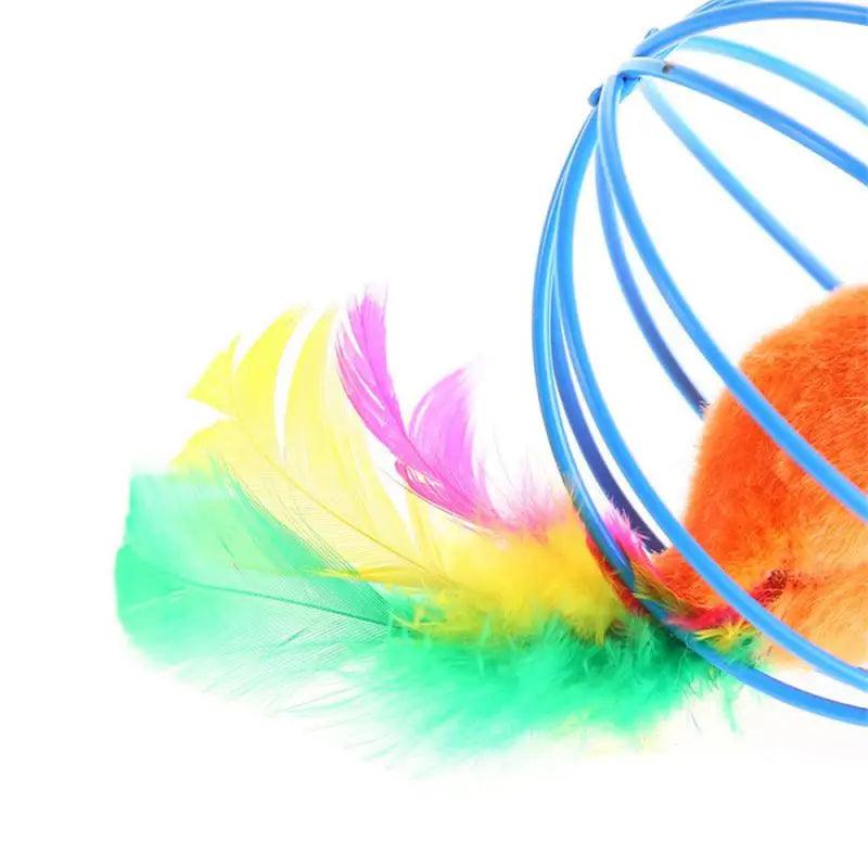 Cat Feather Wand with Bell - Colorful Teaser Toy for Pet Fun  ourlum.com   