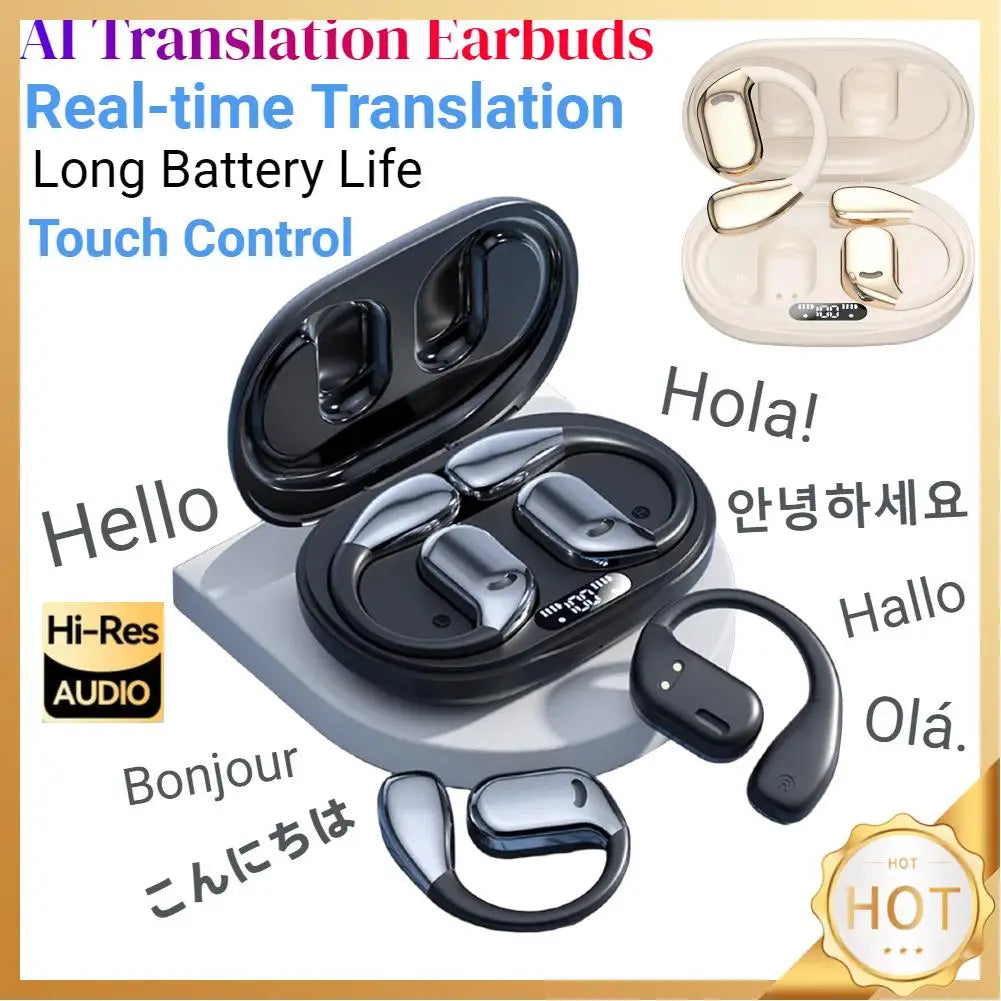 Translator Earbuds Intelligent AI Translator Earphone Touch Control Real-time Two-Way Translator Earbuds For Travel Business