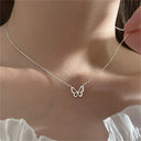 New Shiny Butterfly Necklace Ladies Exquisite Double Layer Chain