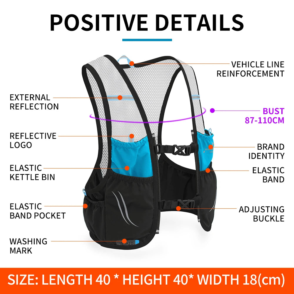 Ultra-Lightweight Hydration Vest Backpack for Running, Biking, and Hiking - 2.5L Capacity by INOXTO