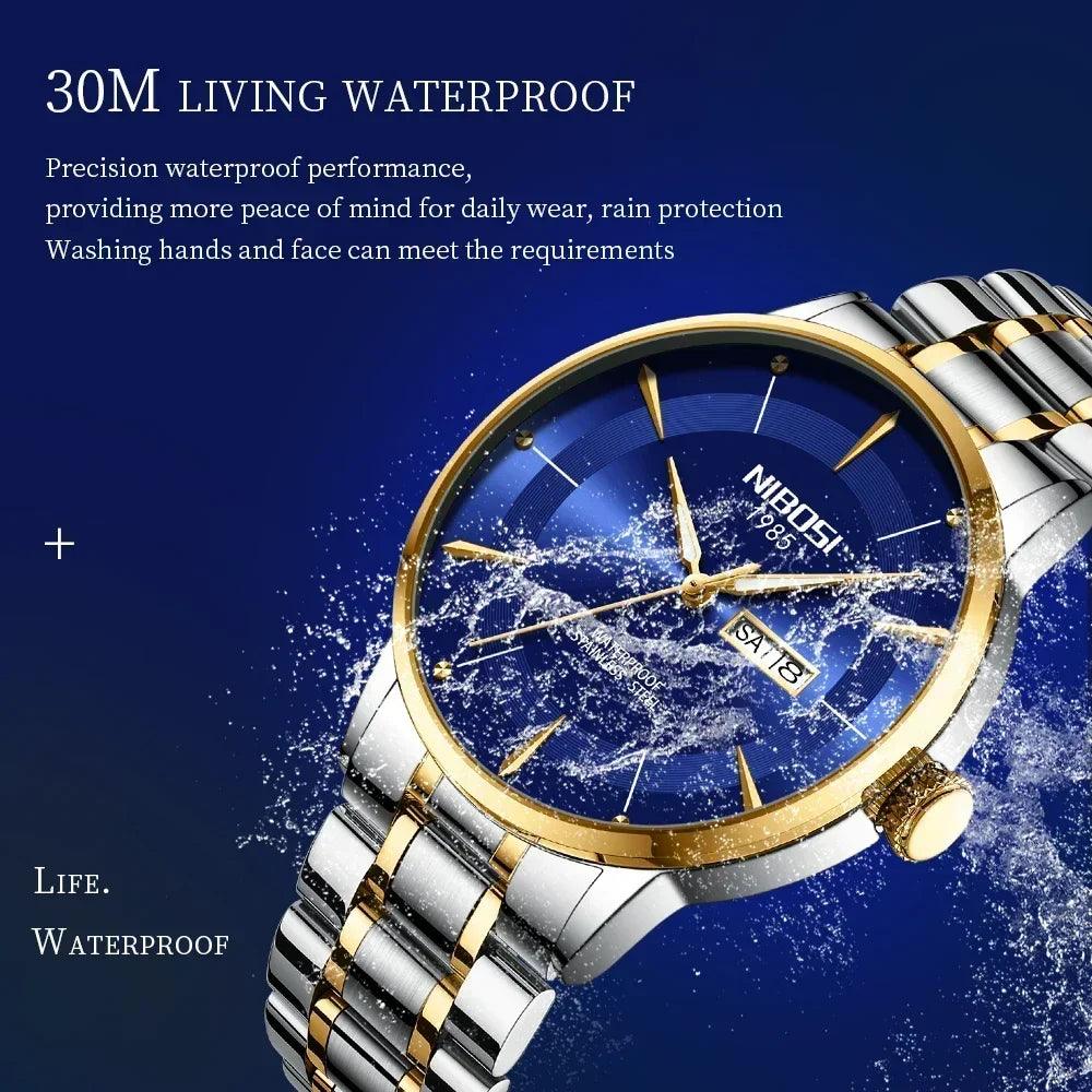 Luxury Stainless Steel Quartz Men's Watch with Week Date Display and Luminous Hands  OurLum.com   