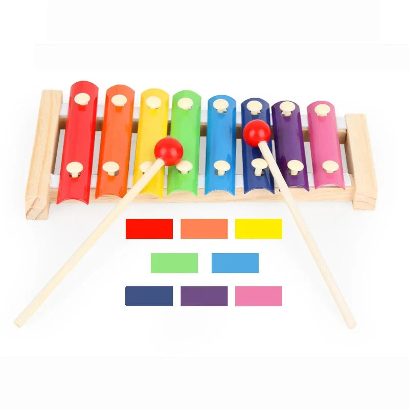 Vibrant 8-Tone Wooden Xylophone - Perfect Musical Gift for Kids and Babies