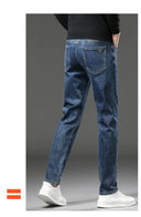 Winter Fleece Thick Warm Men's Slim Straight Denim Pants