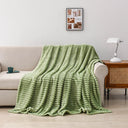 1pc Solid Color Flannel Blanket Soft Warm Throw for Travel