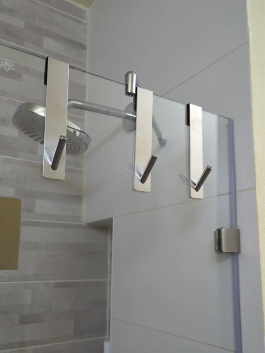 S-Shaped Stainless Steel Over Door Towel Rack with Hooks for Bathroom Storage  ourlum.com   
