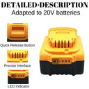 Rechargeable Lithium Battery for Dewalt 18V 20V Tools DCB200 Replacement