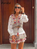 Boho-Chic Autumn Paisley Skirt Set Fall Fashion Women