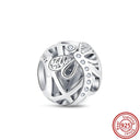 Crown Flowers Heart Silver Bead Charm Elegant Pandora Accessory