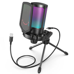 Ampligame Gaming Mic: Crystal-Clear Sound Quality, RGB Tap-to-Mute & Pop Filter