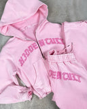 Womens Y2k Aesthetic Zipper Letter Splicing Hoodie Set