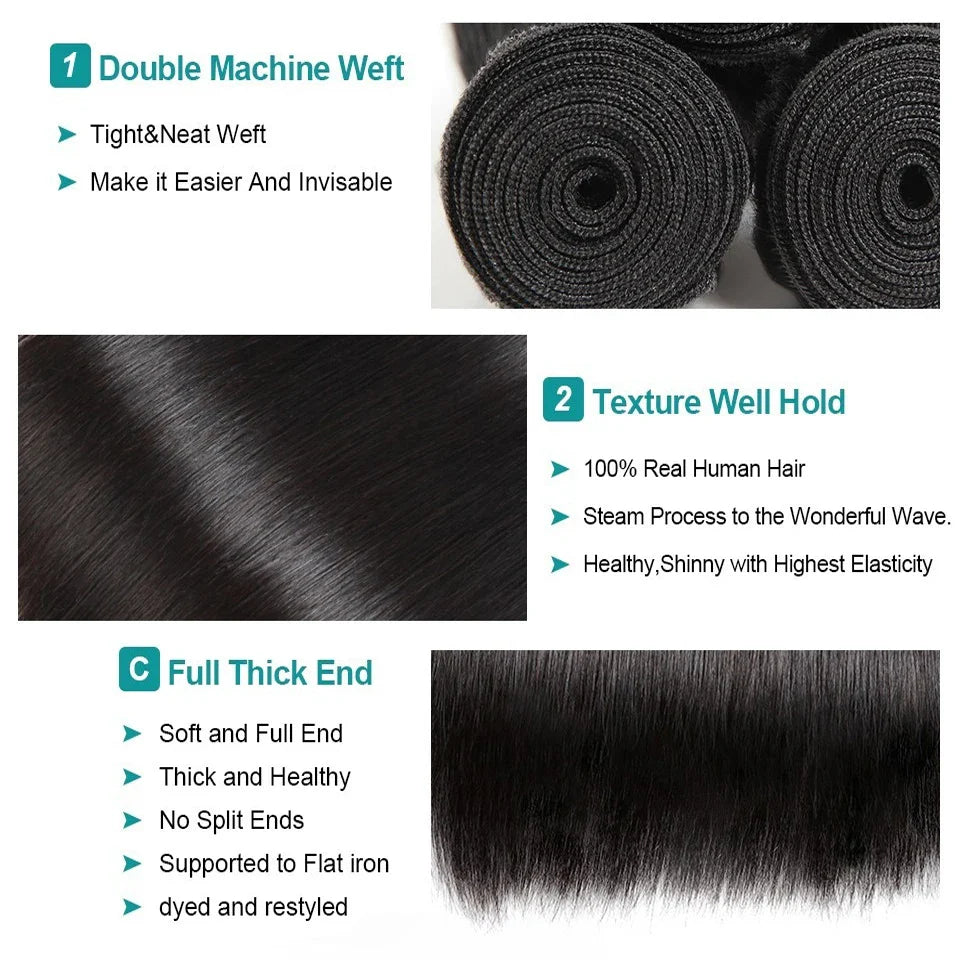 Tissage Brazilian Straight Human Hair Bundles - Fast Delivery France