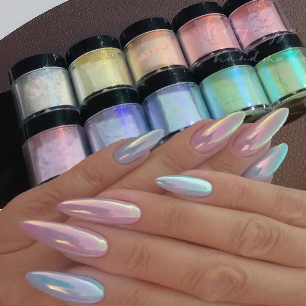 Aurora Sparkle Nail Art Powder Kit - Multicolor Chrome Neon Glitter Dust  ourlum.com   