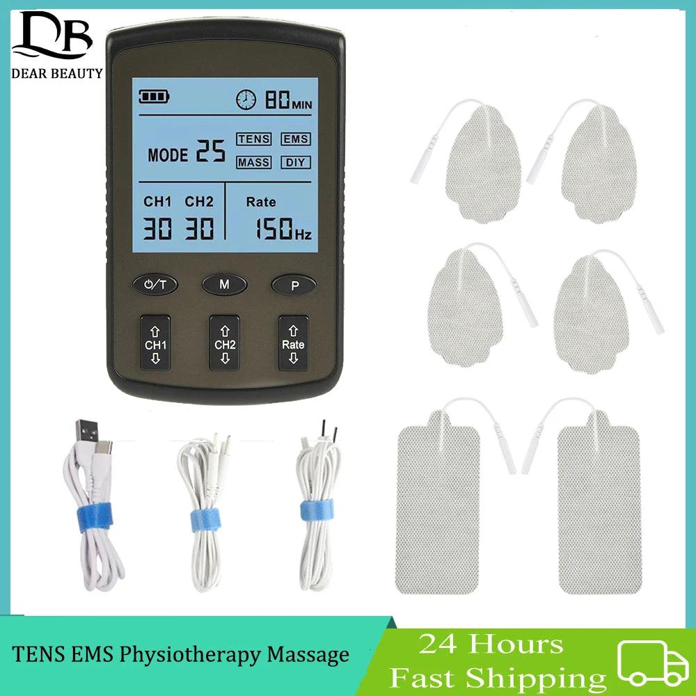 25 Mode TENS Pulse Physiotherapy Apparatus EMS Acupuncture Digital Therapy Electric Muscle Stimulator Back Neck Body Massager