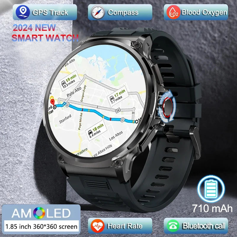 2024 New GPS Track Smart Watch Men 1.85-Inch Ultra HD AMOLED Screen 710 Mah Battery Bluetooth Call SmartWatch For Huawei Xiaomi  ourlum.com   