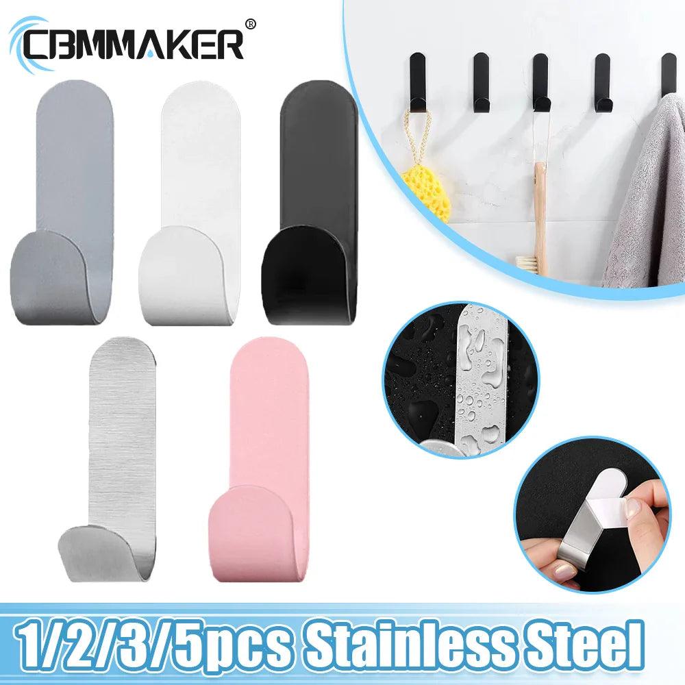 J-hook Stainless Steel Adhesive Wall Finishing Clothing Hook Kit  ourlum.com   