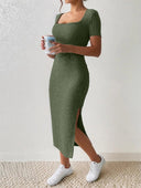 Square Neck Knit Dress: Elegant Women's Summer Fashion