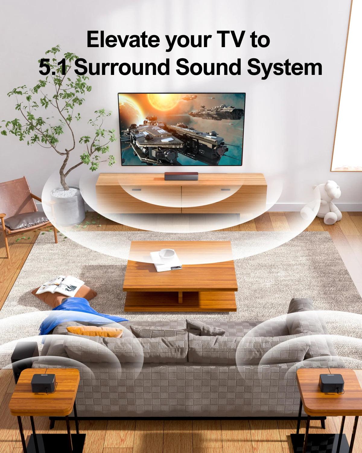 ULTIMEA 5.1 Surround Soundbar, 3D Surround Sound System, Soundbar for TV with Subwoofer and Rear Speakers, Poseidon D50 Series