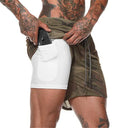 Men's Double-Decker Camo Running Shorts - 19 Color Options for Gym, Fitness, and Outdoor Training