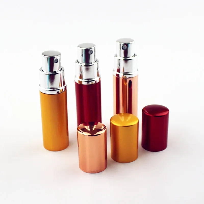 1PC 5ml 10ml Portable Mini Perfume Glass Bottle Travel Aluminum Spray Atomizer Empty Metal Parfume Atomiser Sprayer  ourlum.com   