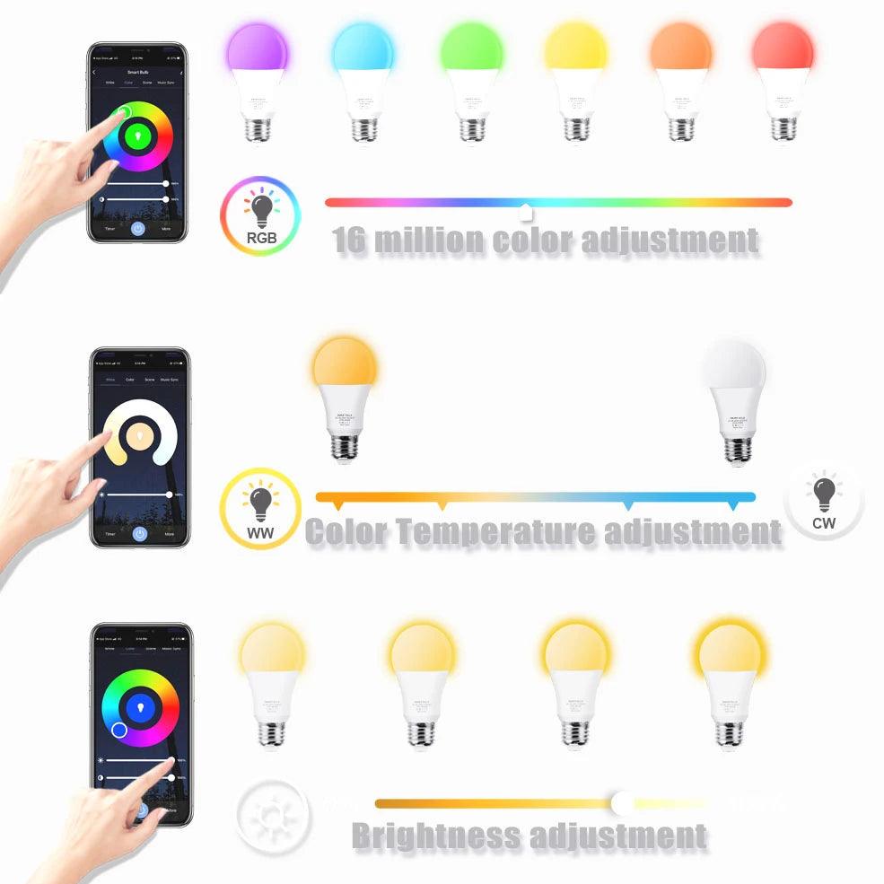 Smart RGB Wifi/Bluetooth Bulb - Voice Control Compatible LED Lamp for Alexa and Google Assistant - Energy-Efficient Smart Lighting Solution  ourlum.com   