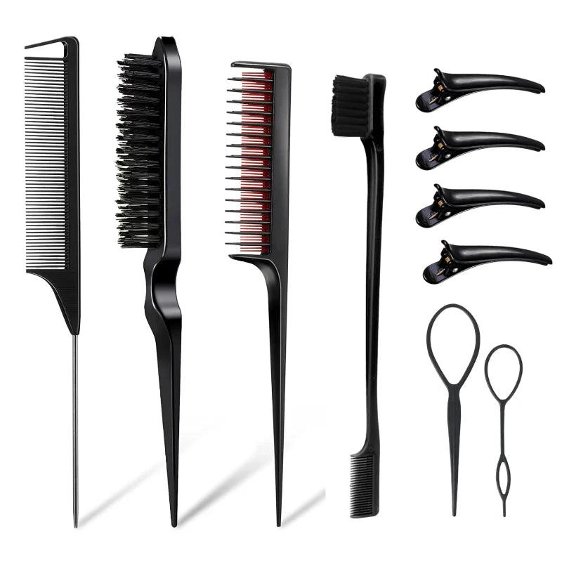 Hair Volume Boosting Styling Set for Fuller Hair: Salon Teasing Brush with Styling Tools