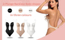 Backless Deep V Neck Thong Bodysuit Bra - Invisible Shaper Push Up & Waist Trainer