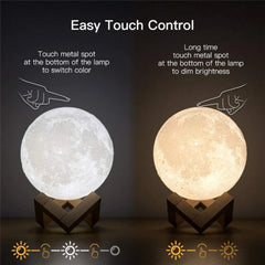 3D Print Moon Lamp Rechargeable LED Night Light Touch Moon Lamp Children Night Lamp Table Lamp Home Bedroom Decor Birthday Gifts