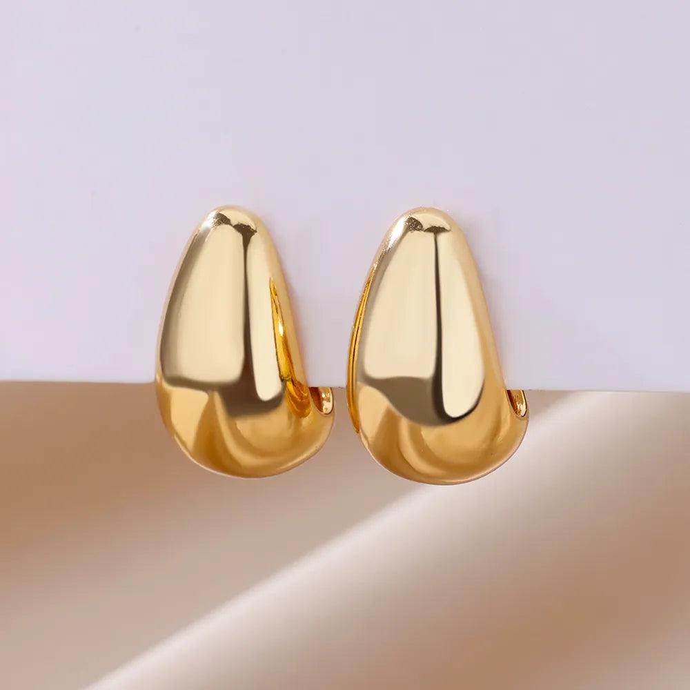 Elegant Gold Plated Stainless Steel Teardrop Earrings for Women  ourlum.com   