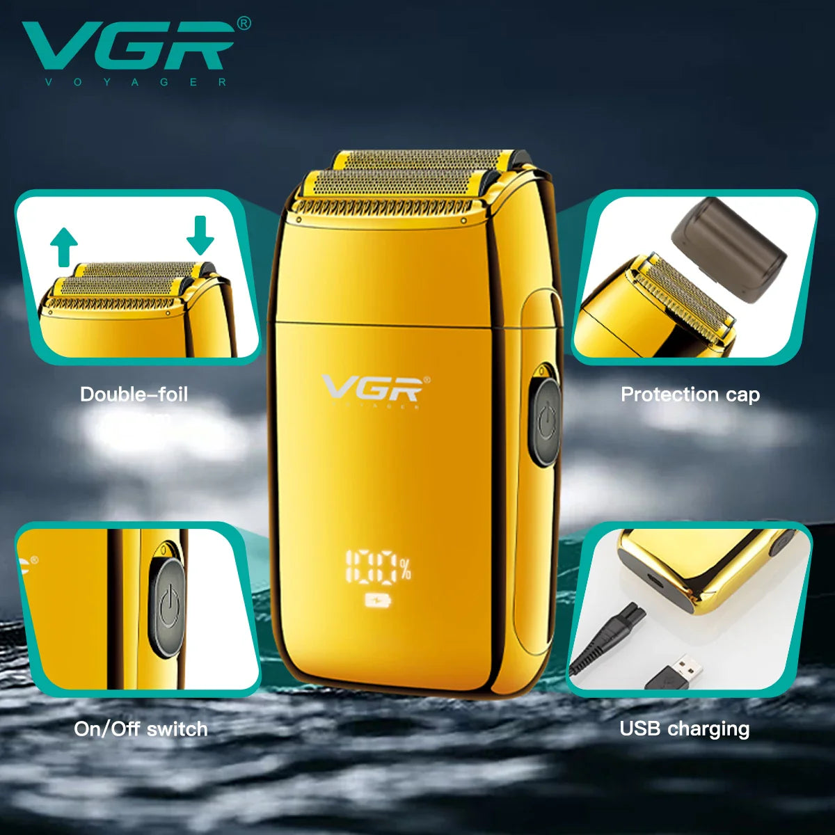 VGR Shaver Electric Shaver Beard Trimmer Beard Shaver Professional Electric Razor Men Beard Cutting Machine Rechargeable V-399