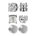 Magnetic CZ Stud Earrings Set Bold Hip Hop Jewelry Collection