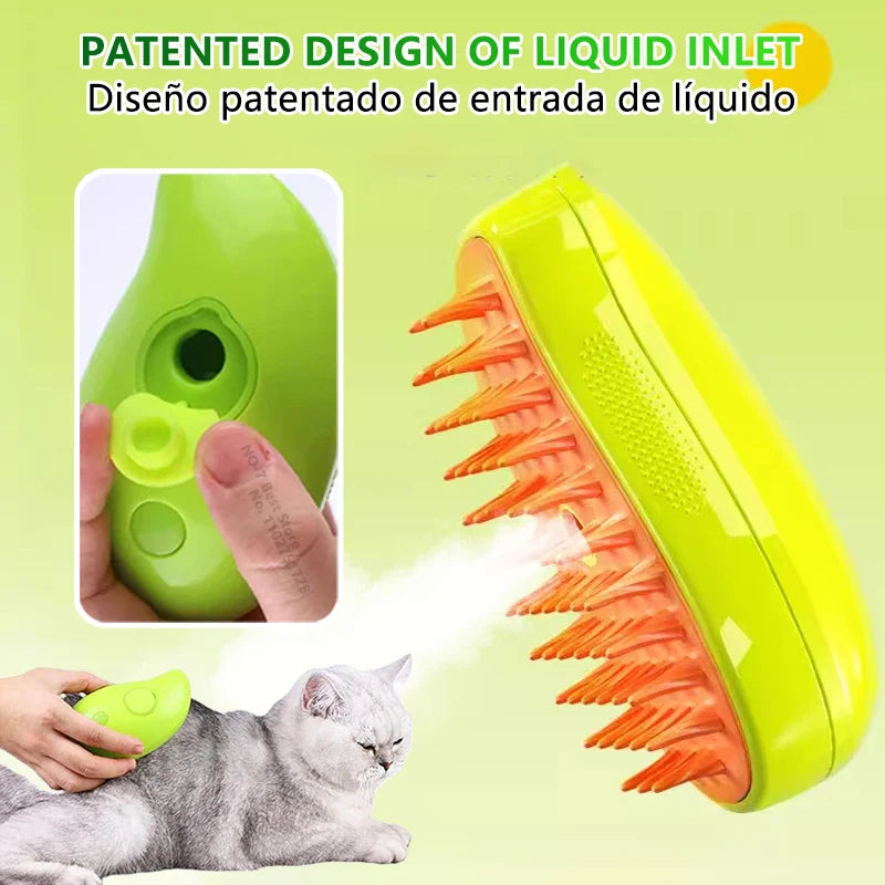 Steamy Cat Brush: Hot Steam Grooming Comb for Pet Hair Removal  ourlum.com   