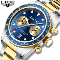 LIGE Stainless Steel Men's Quartz Watch: Sleek & Functional Timepiece for Stylish Men