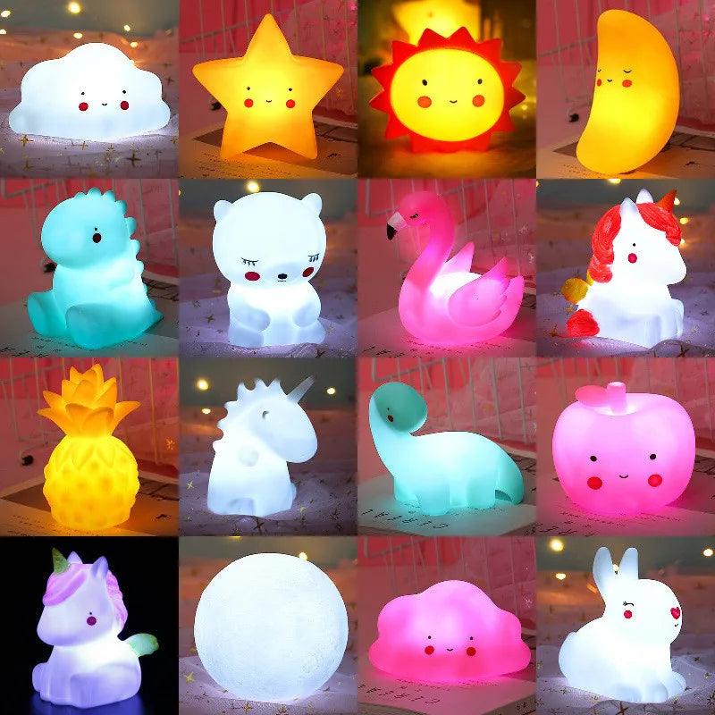 Cartoon Night Lights LED Cute Decoration Lamps Moon Bear Dinosaur Girl Kids Children Gifts for Bedroom Room Lights Neon Sign  ourlum.com   