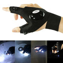 1 Pair Right and Left Charged Gloves Outdoor Hiking Fingerless Gloves with LED Light