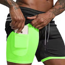 Men's 2 in 1 Running Shorts Gym Workout Quick Dry Sportswear