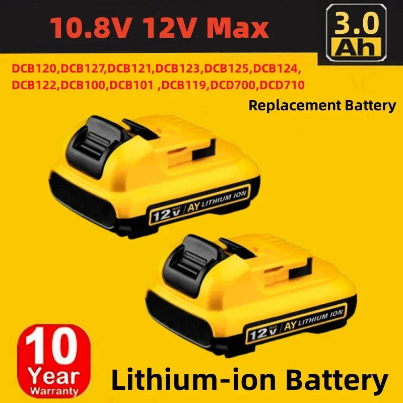 3.0Ah Replacement Lithium Battery for DeWalt DCB120, DCB123, DCB122, DCB127, DCB124, DCB121