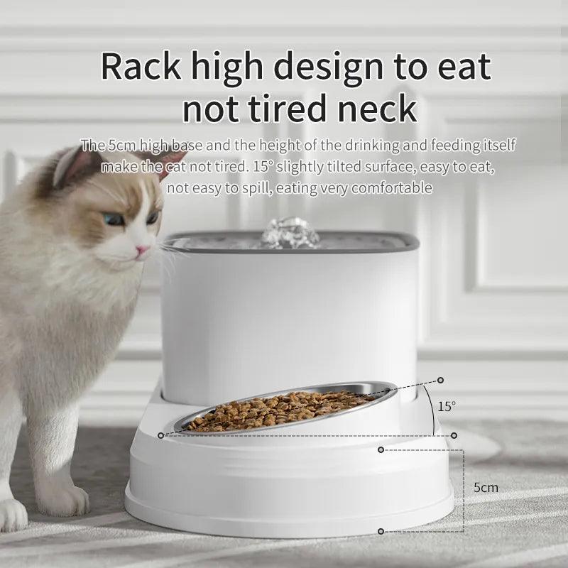 Cat Water Fountain with Automatic Feeding Bowl - Fresh Water Dispenser  ourlum.com   