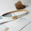 Stylish Women's PU Leather Belt with Designer Metal Buckle - Chic Waist Strap for Jeans, Dresses & Trousers  ourlum.com WHITE 103cm 