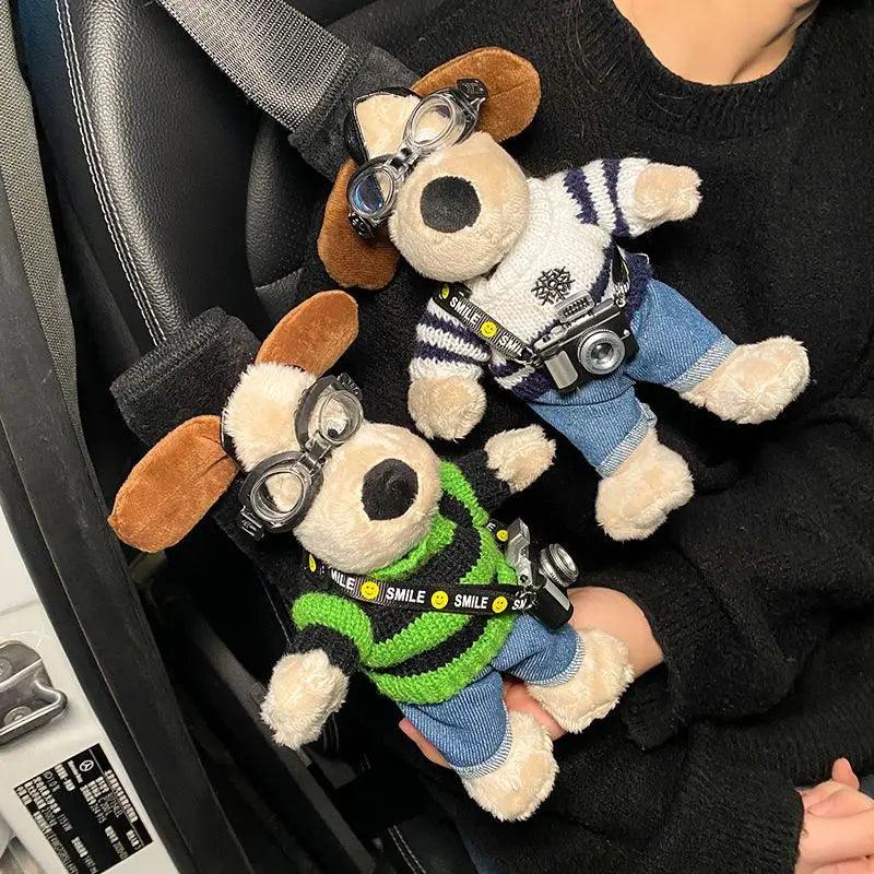 Adorable Cartoon Dog Car Seat Belt Shoulder Protector - Soft Plush Cover for Safety and Comfort  ourlum.com   