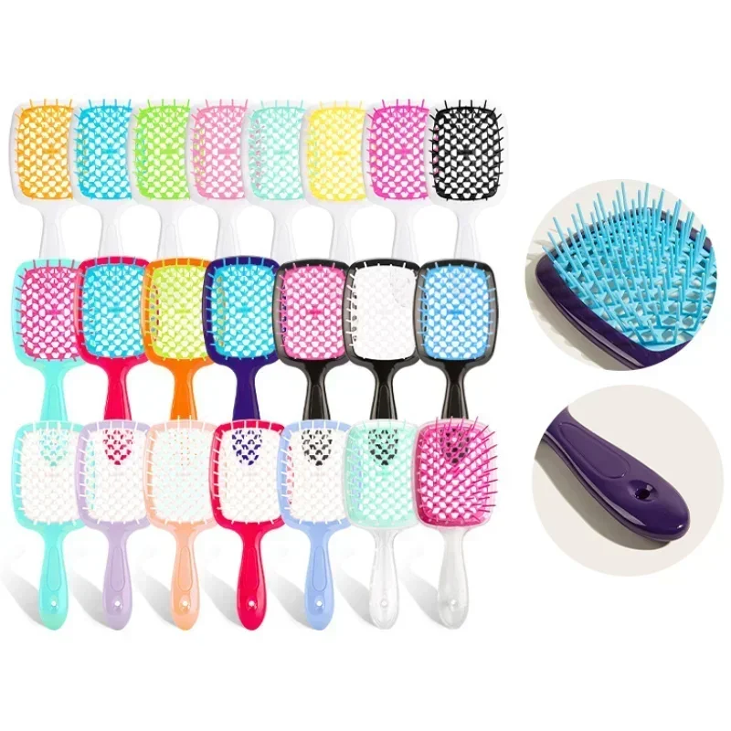 Hair Comb Wide Tooth Air Cushion Hollowing Out Brush Anti-tangle Static Detangling Tangled Hair Combs Salon Hairdressing Tools  ourlum.com random color CHINA 