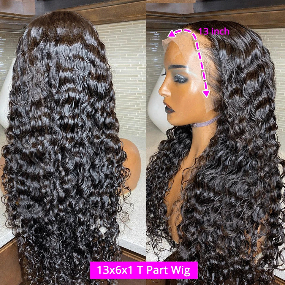 Brazilian 13x4 Transparent Jerry Curly Lace Front Human Hair Wig Water Wave Lace Frontal Wigs Pre Plucked Deep Wave Frontal Wig  ourlum.com   