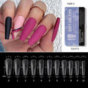 Almond French Coffin Acrylic False Nails Set Enhance Aesthetics